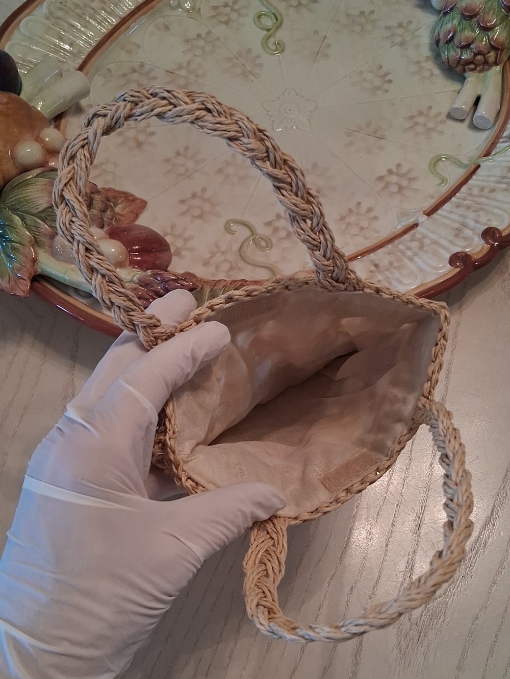 Floral Straw Bag Tote Brown & Multicolor. NW OT. Extra Small For Baby Girl. - Picture 8 of 16